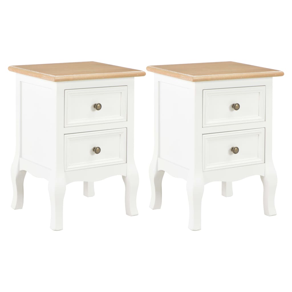 Nachttische 4 Stück mit 2 Schubladen Weiß MDF