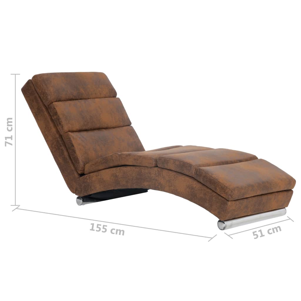 vidaXL Chaiselongue Braun Wildleder-Optik