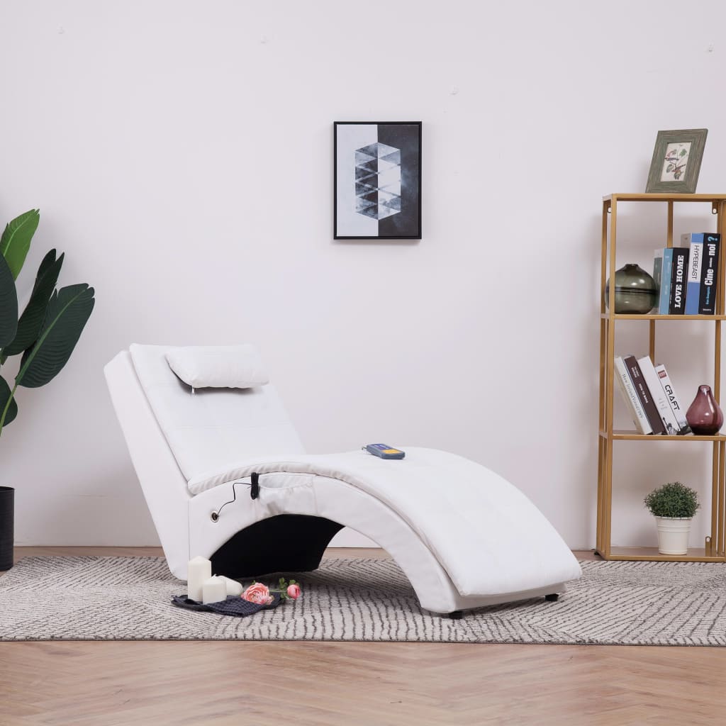 vidaXL Massage Chaiselongue mit Kissen Schwarz Kunstleder