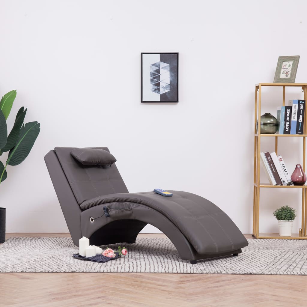 vidaXL Massage Chaiselongue mit Kissen Schwarz Kunstleder