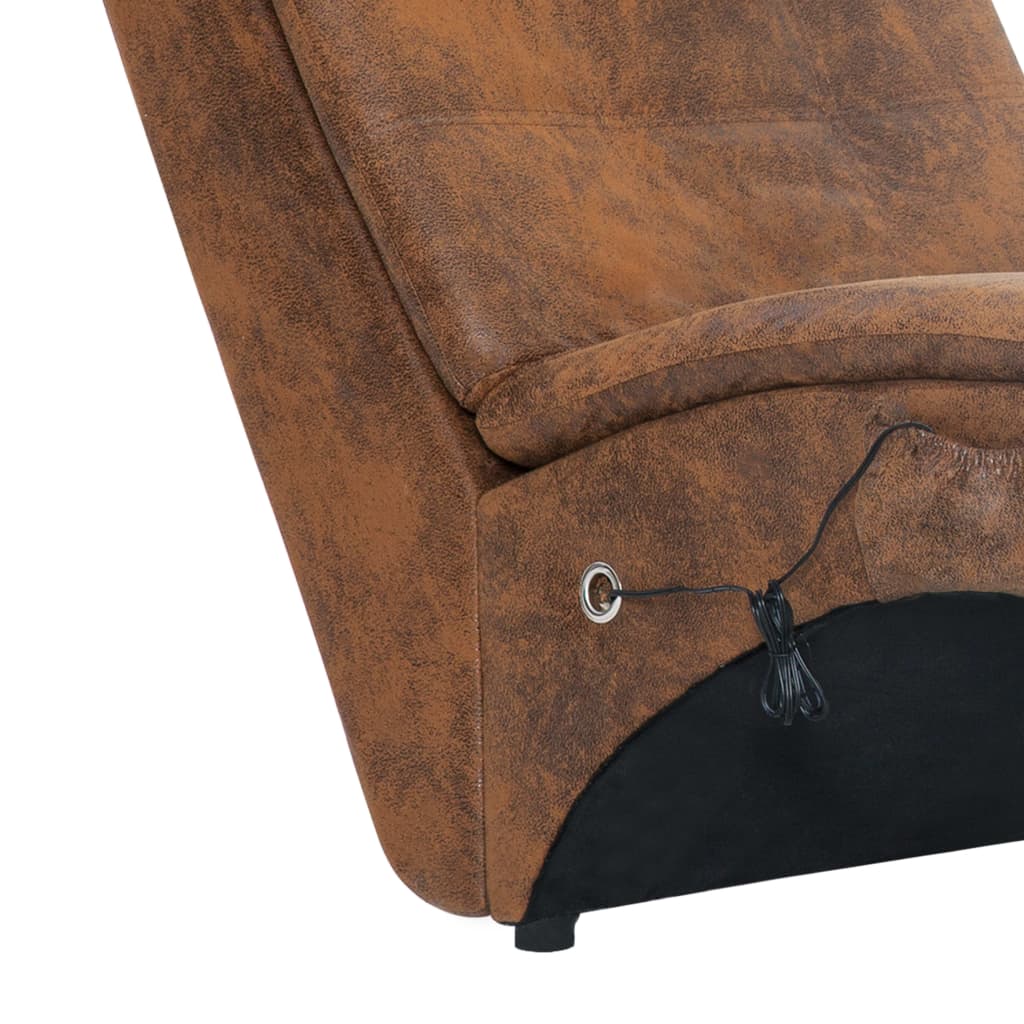 vidaXL Massage Chaiselongue mit Kissen Braun Wildleder-Optik