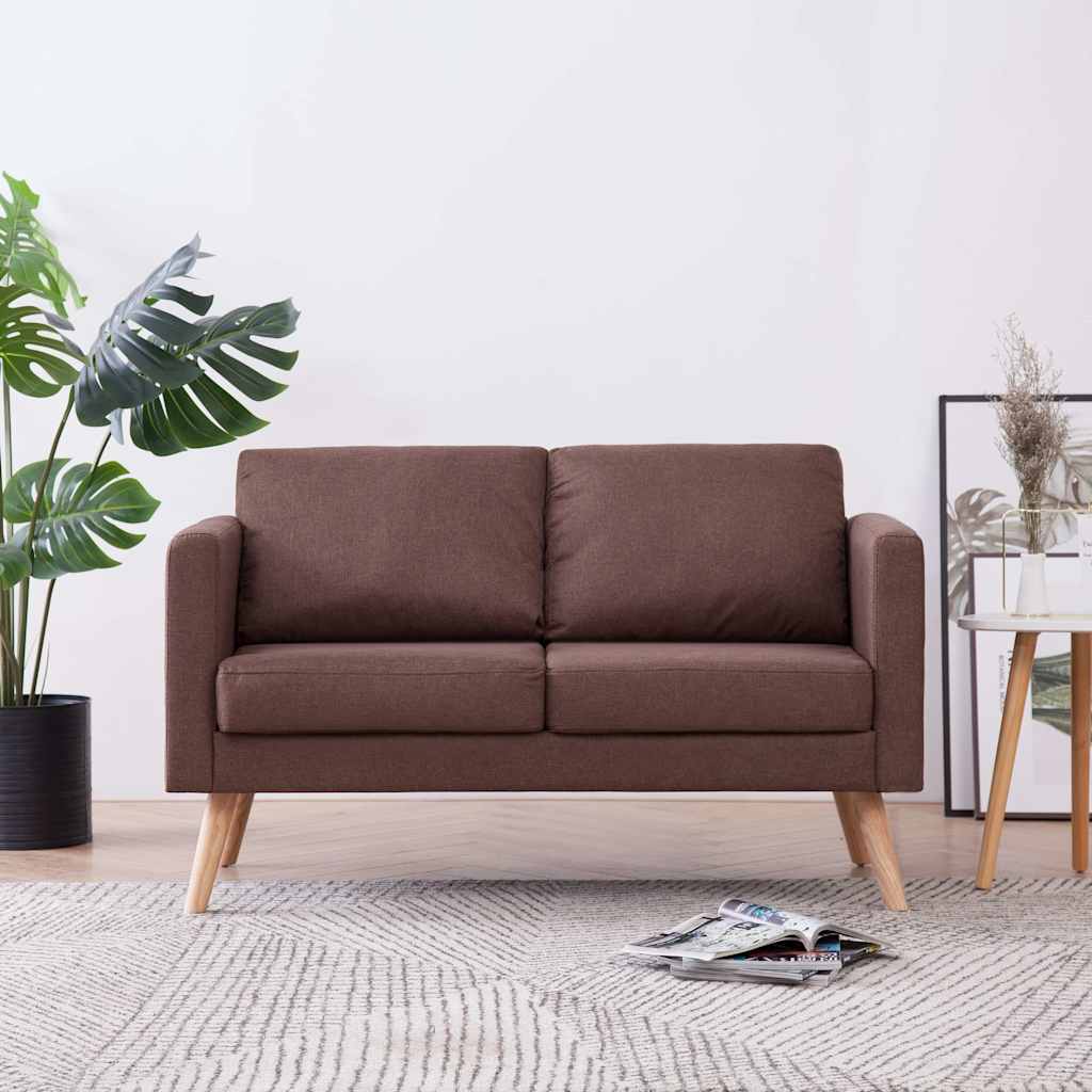 vidaXL Sofa 2-Sitzer Stoff Hellgrau