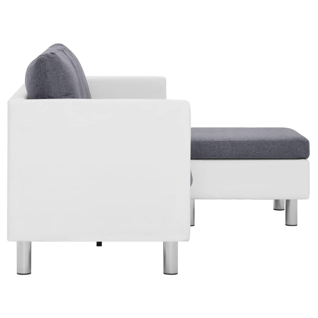 vidaXL 3-Sitzer-Sofa mit Kissen Weiß Kunstleder