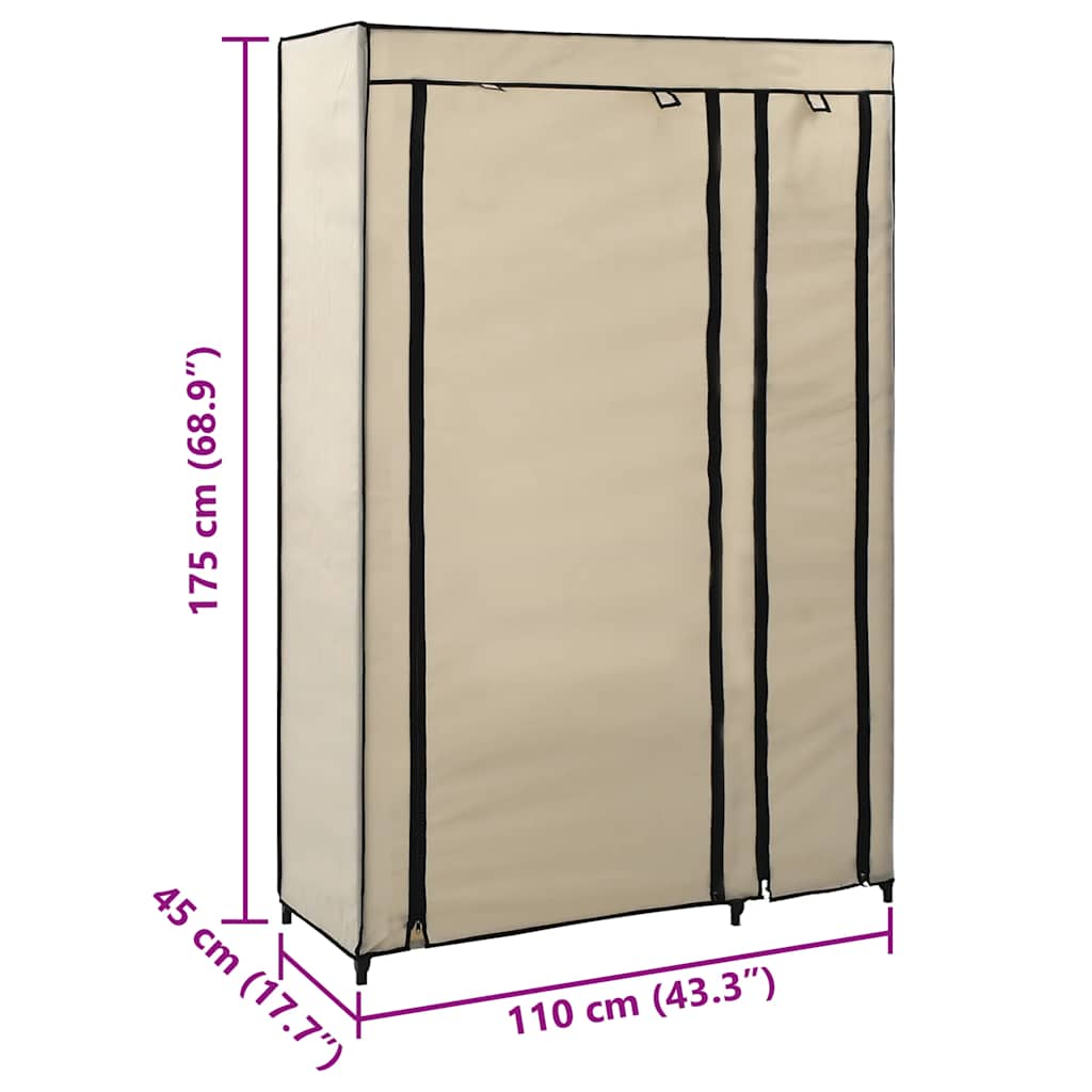 vidaXL Faltschrank Creme 110x45x175 cm Stoff