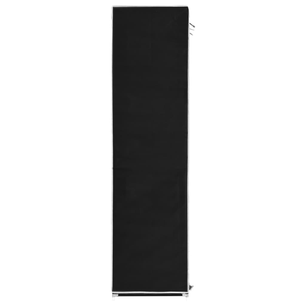 vidaXL Kleiderschrank mit Fächern Stangen Schwarz 150x45x175cm Stoff