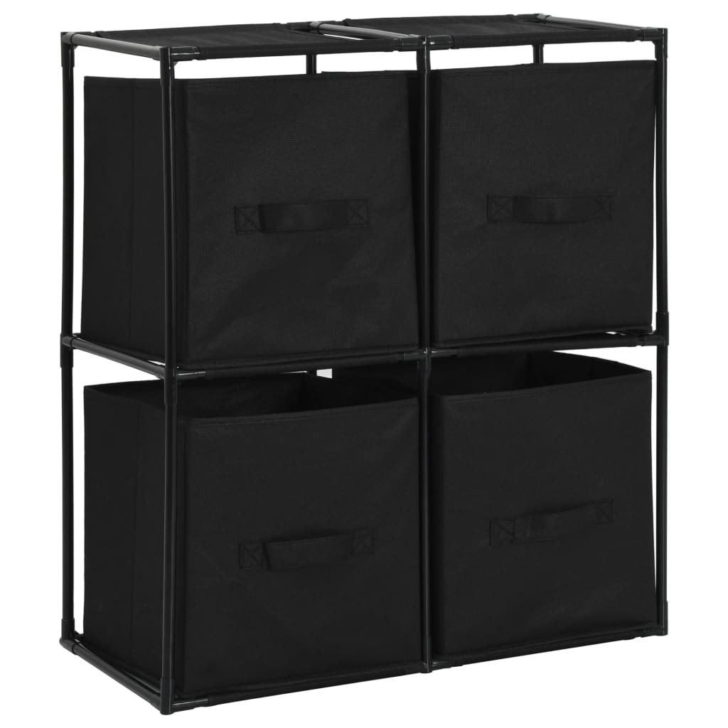 vidaXL Lagerschrank mit 4 Stoffkörben Schwarz 63×30×71 cm Stahl