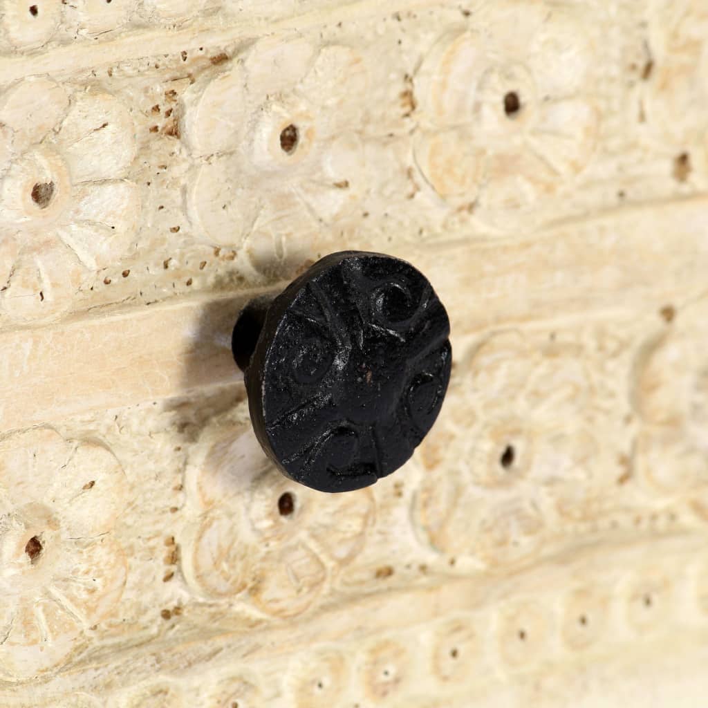 vidaXL Beistellschrank Handgeschnitzt Grau 75x35x60cm Massivholz Mango