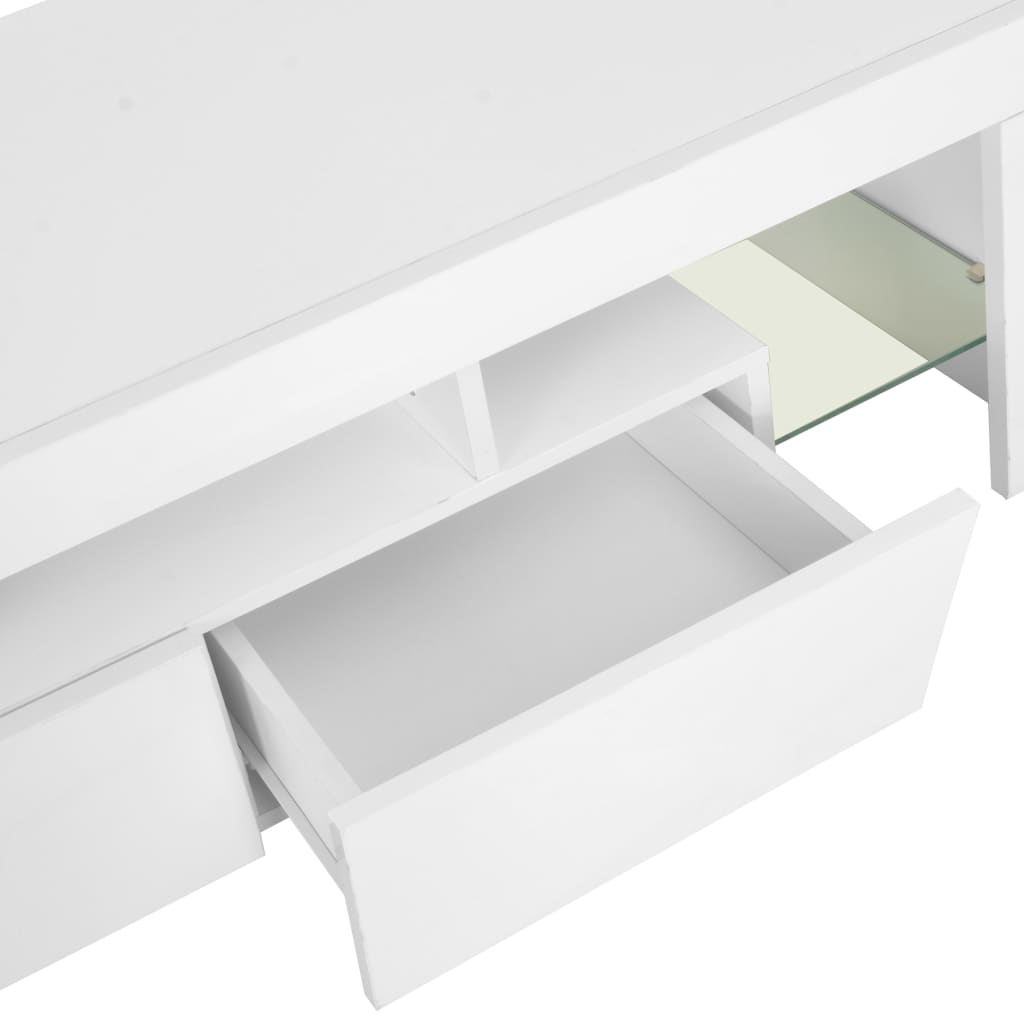 vidaXL TV-Schrank mit LED-Leuchten Hochglanz-Weiß 130x35x45 cm