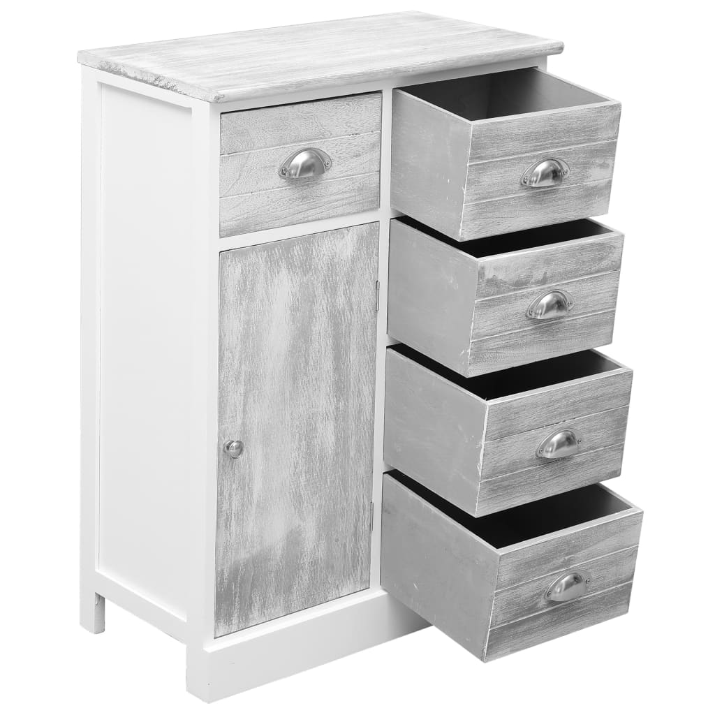 vidaXL Sideboard mit 10 Schubladen Grau 113x30x79 cm Holz