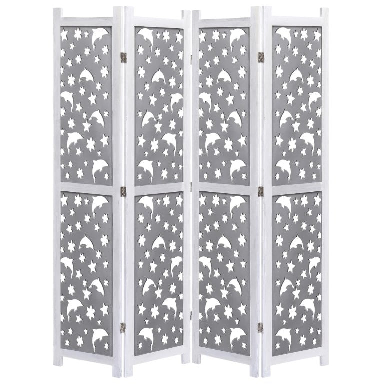 vidaXL 3-teiliger Raumteiler Grau 105 x 165 cm Massivholz