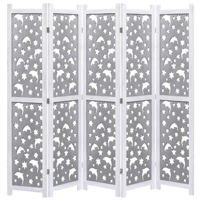 vidaXL 3-teiliger Raumteiler Grau 105 x 165 cm Massivholz