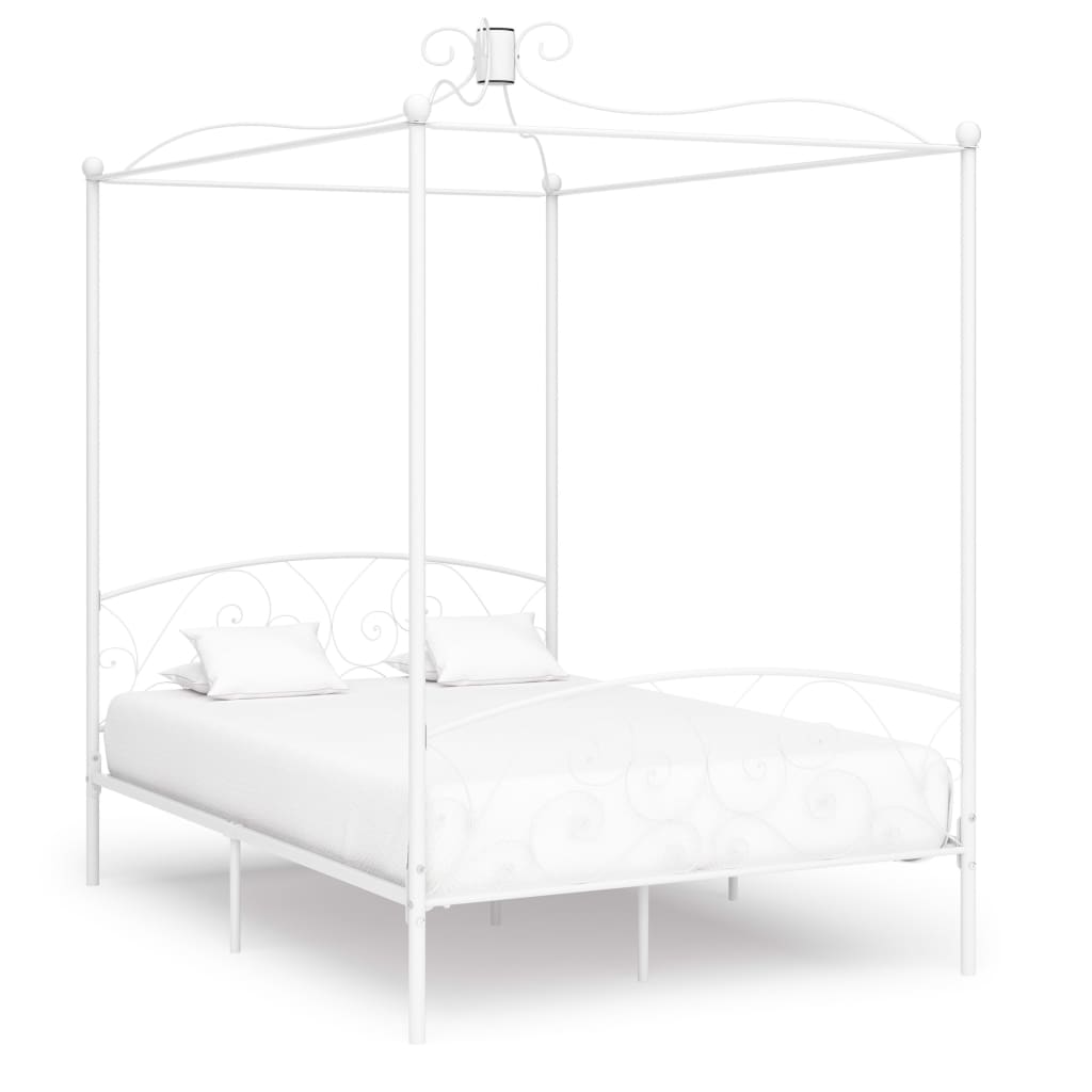 vidaXL Himmelbett-Gestell Weiß Metall 90 x 200 cm