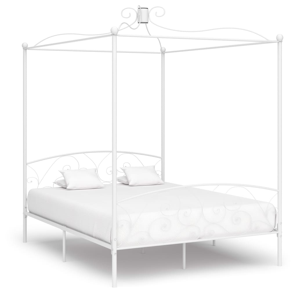 vidaXL Himmelbett-Gestell Weiß Metall 90 x 200 cm