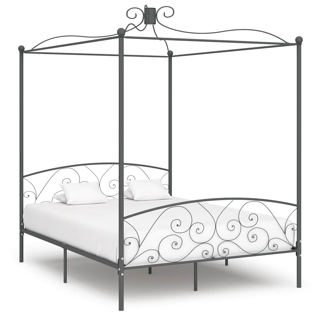 vidaXL Himmelbett-Gestell Weiß Metall 90 x 200 cm