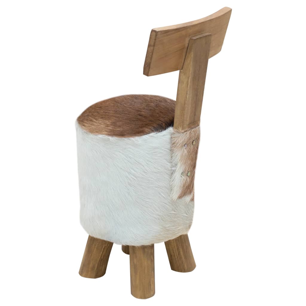 vidaXL Hocker Ziegenleder und Massivholz Teak