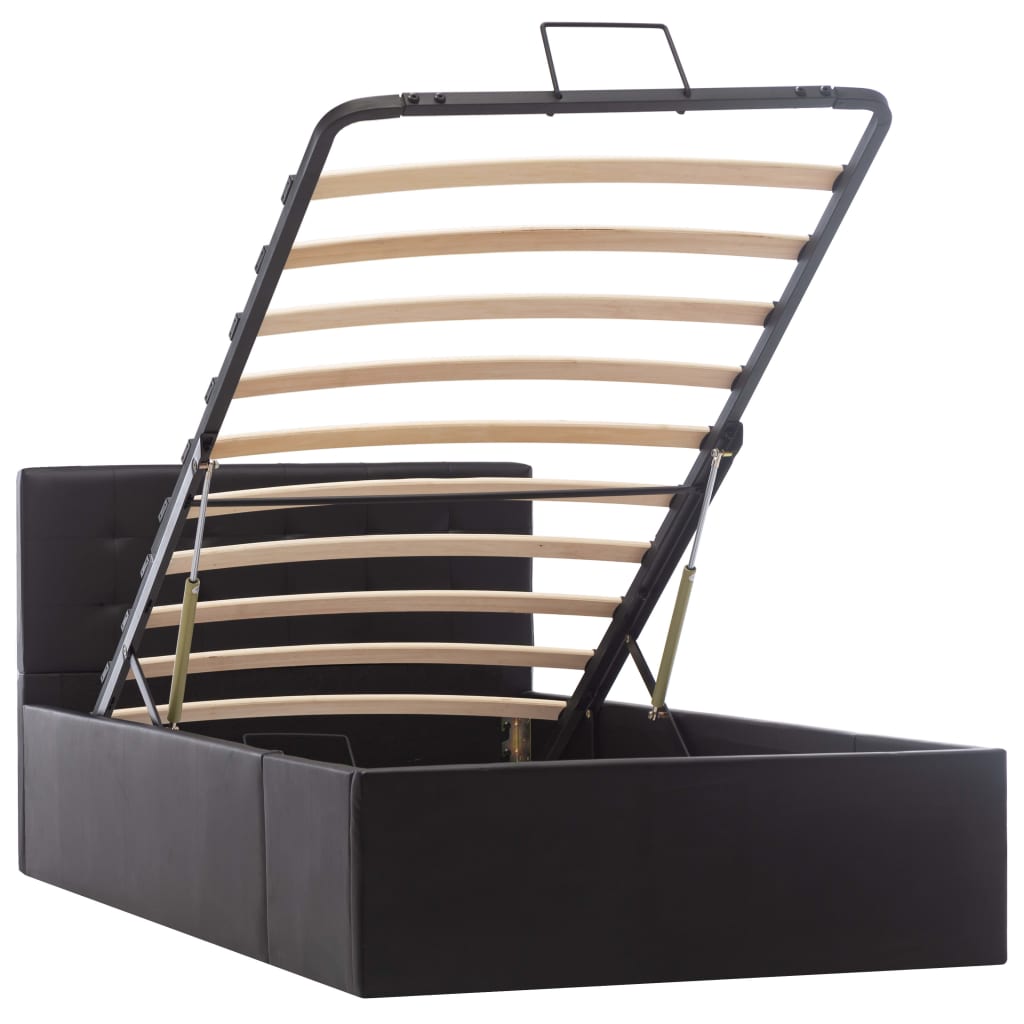 vidaXL Stauraumbett Hydraulisch Schwarz Kunstleder 90×200 cm