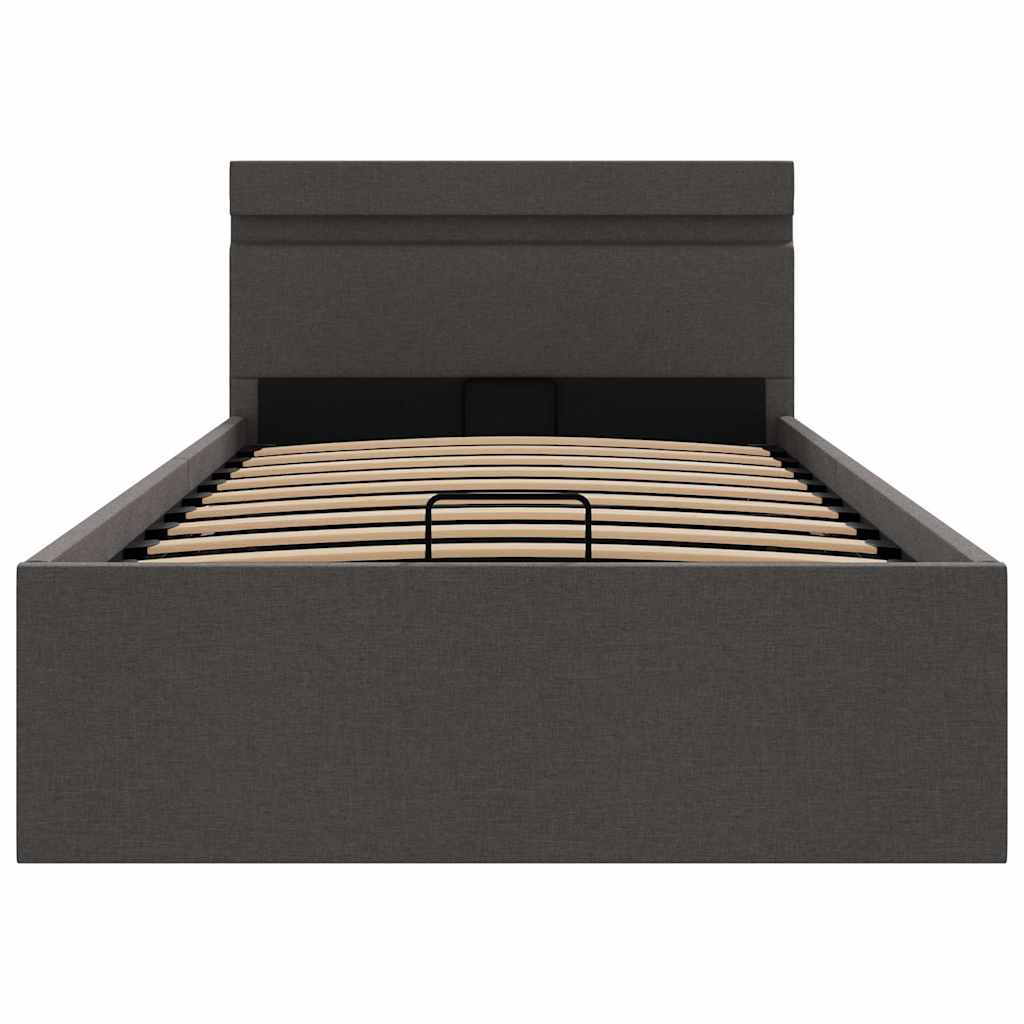 vidaXL Bett mit Bettkasten Hydraulisch LED Dunkelgrau Stoff 100x200 cm