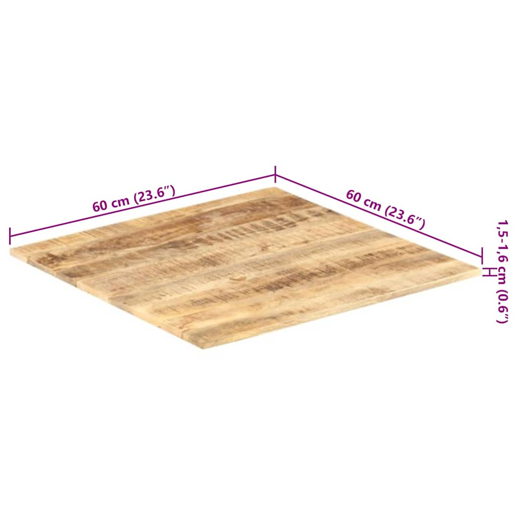 vidaXL Tischplatte Massivholz Mango 15-16 mm 60x60 cm