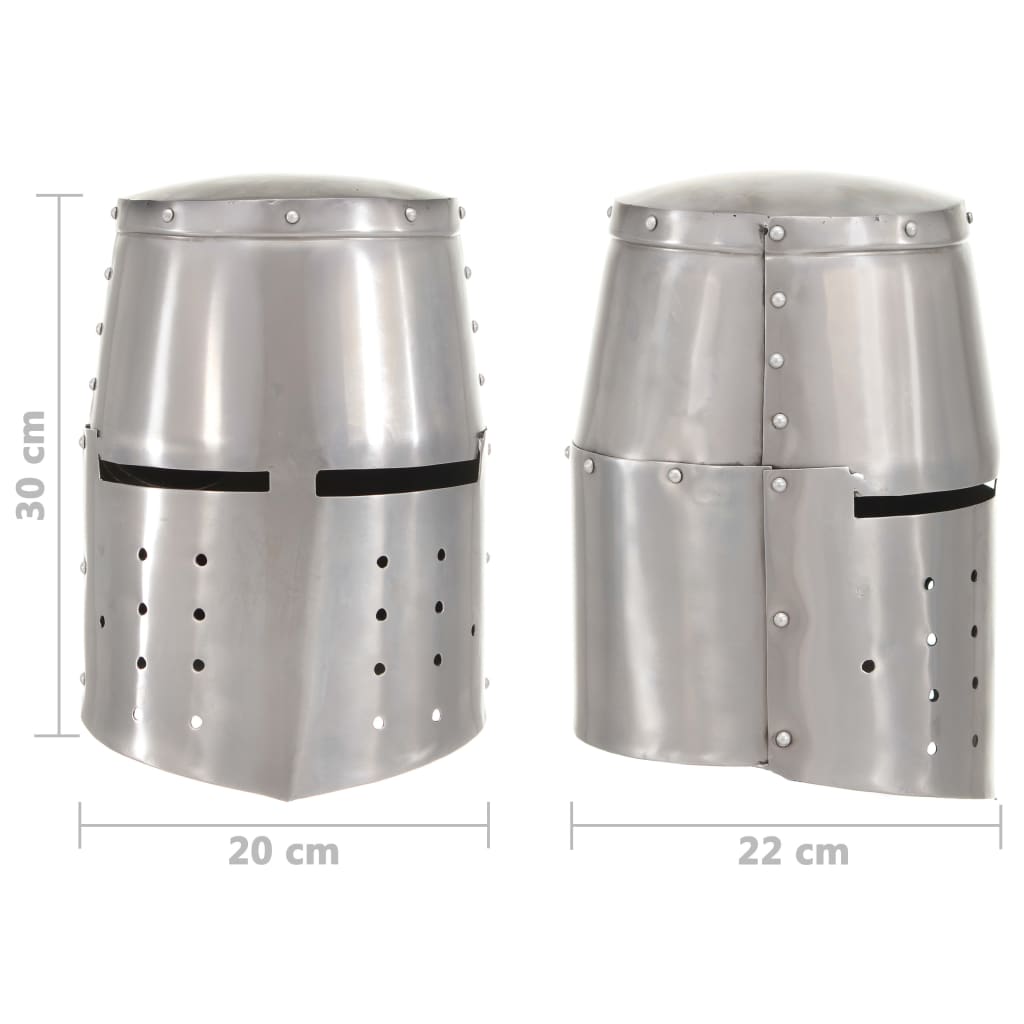 vidaXL Mittelalterlicher Ritterhelm Antik Replik LARP Silbern Stahl