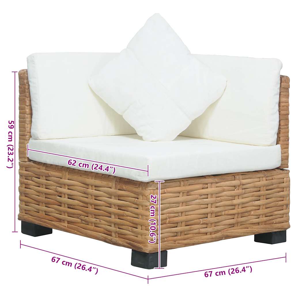 vidaXL Ecksofa mit Kissen Natürliches Rattan