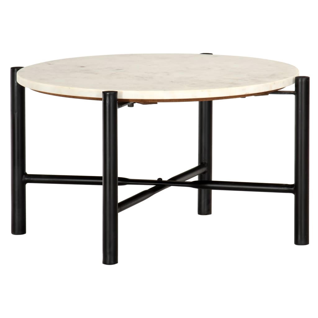 Couchtisch Weiß 60×60×35 cm Echtstein in Marmoroptik