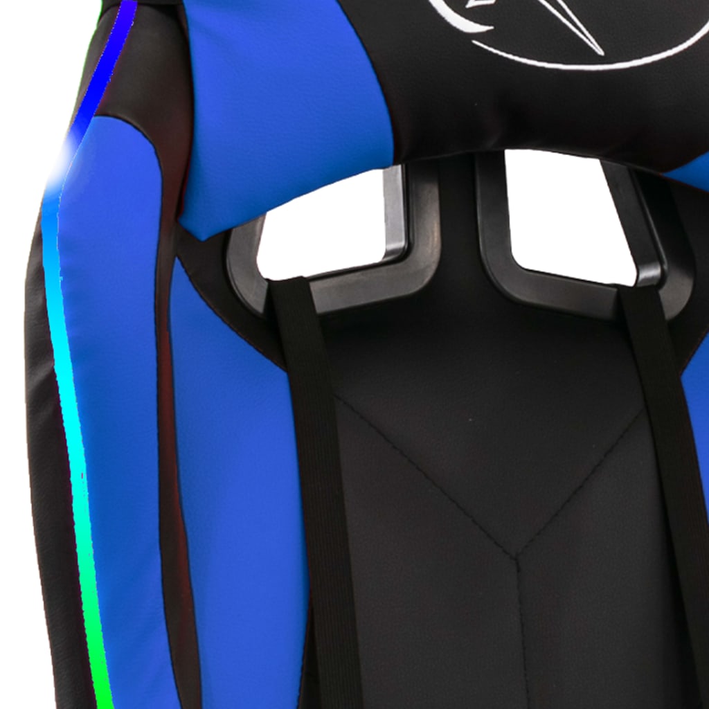 vidaXL Gaming-Stuhl mit RGB LED-Leuchten Blau und Schwarz Kunstleder