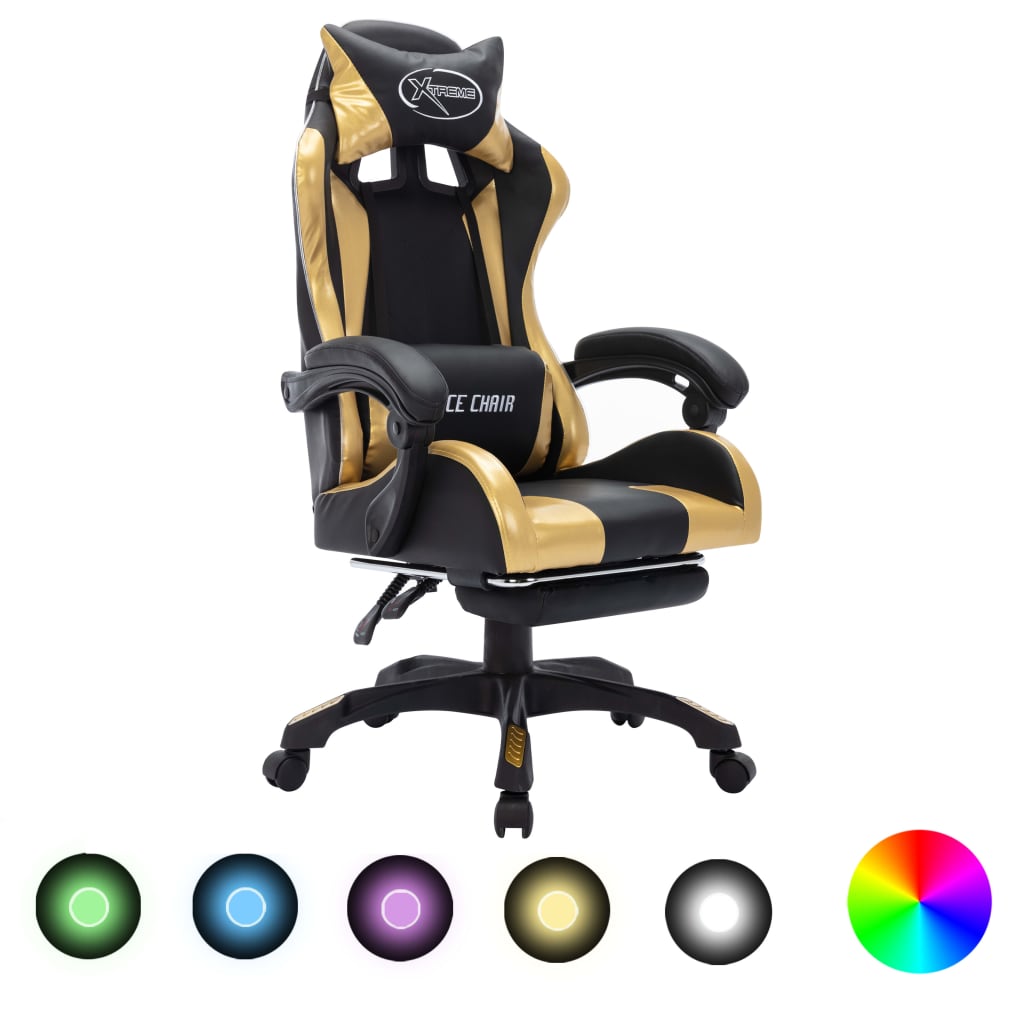 vidaXL Gaming-Stuhl mit RGB LED-Leuchten Blau und Schwarz Kunstleder