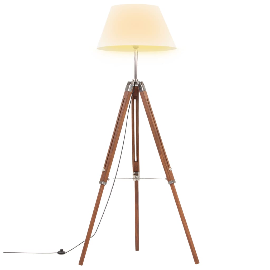 vidaXL Stativlampe Schwarz und Golden Teak Massivholz 141 cm