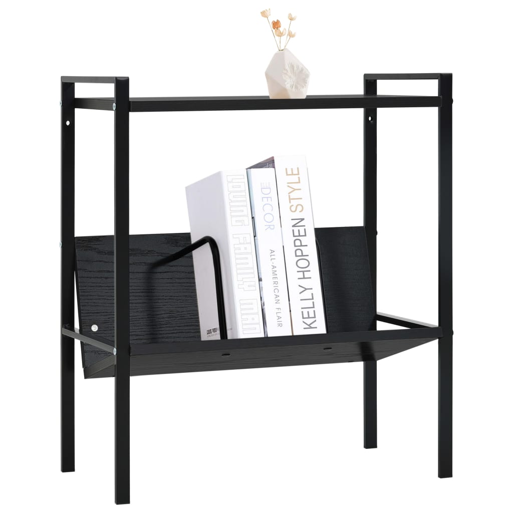 vidaXL Bücherregal 2 Regalböden Schwarz 52x28x59 cm Holzwerkstoff