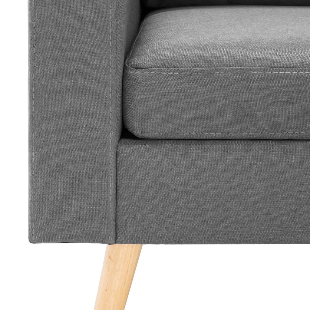 vidaXL 3-Sitzer-Sofa mit Hocker Hellgrau Stoff