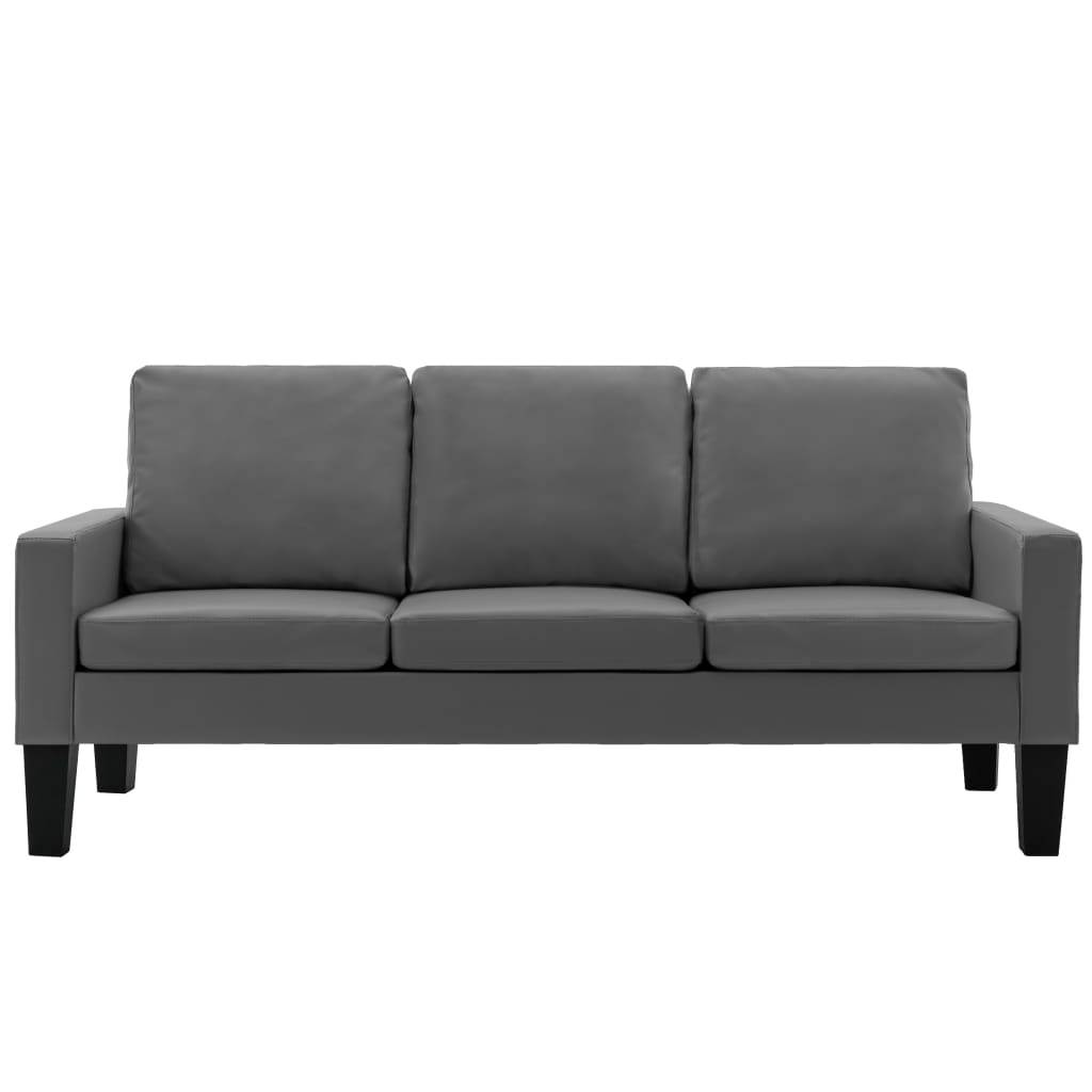 vidaXL 3-Sitzer-Sofa Grau Kunstleder