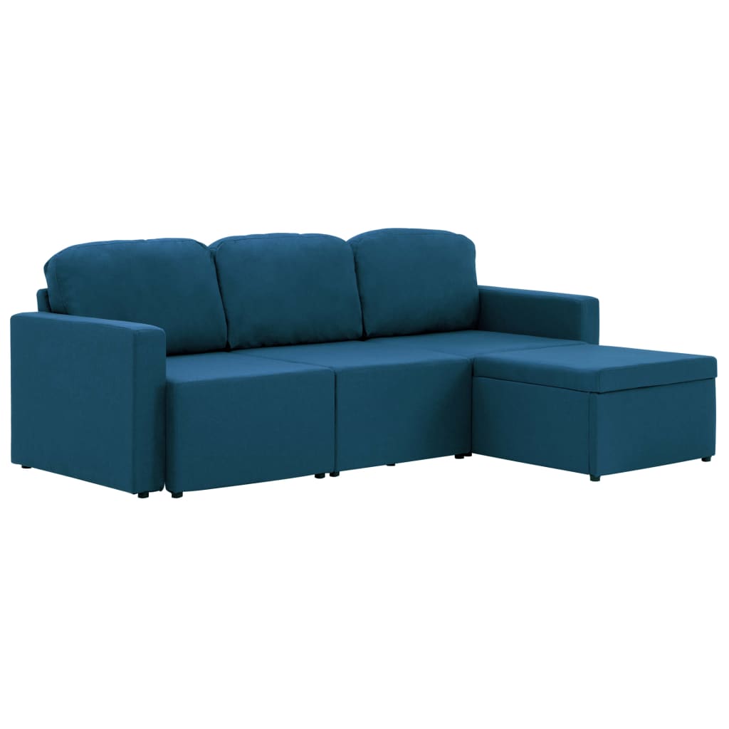 vidaXL Modulares 3-Sitzer-Schlafsofa Blau Stoff
