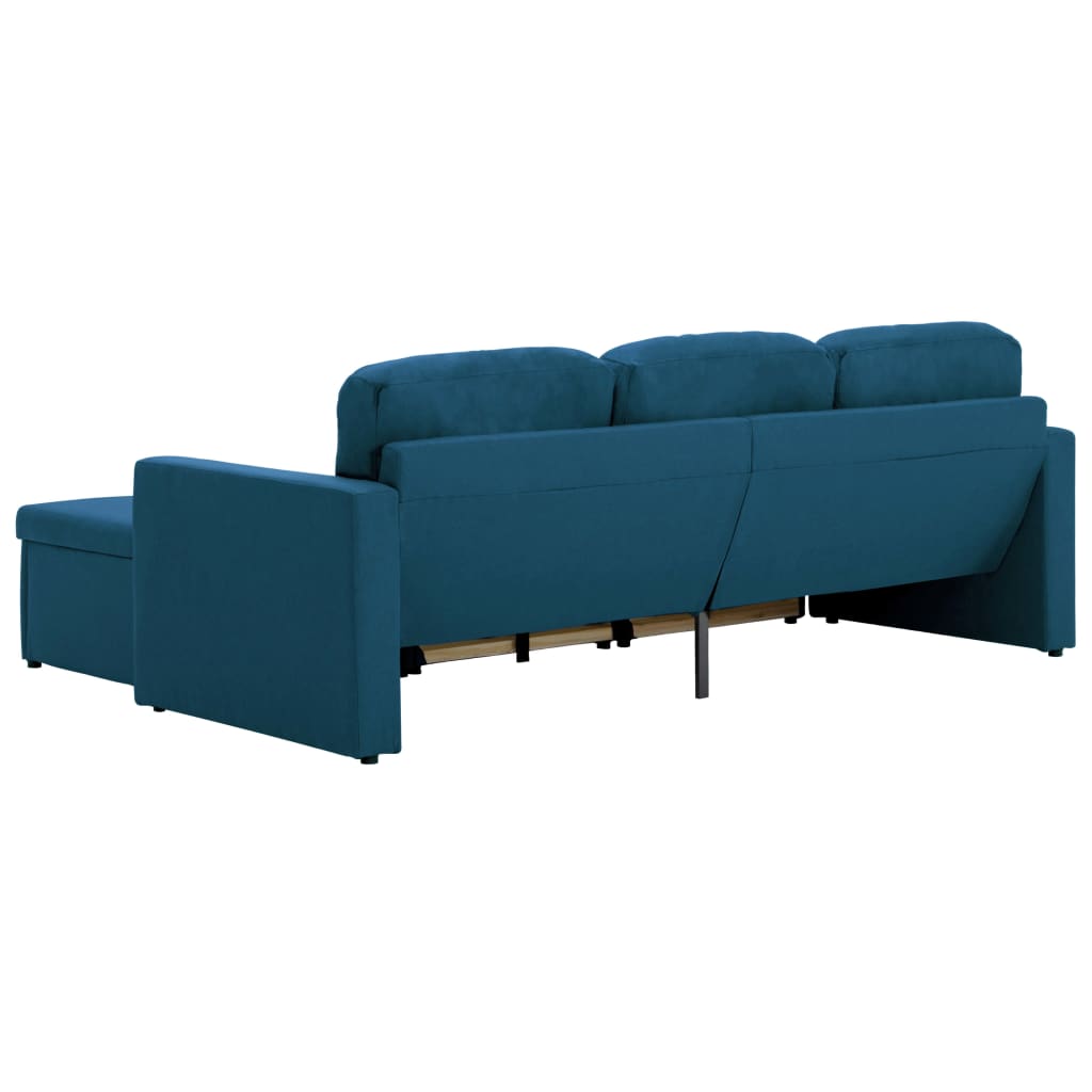 vidaXL Modulares 3-Sitzer-Schlafsofa Blau Stoff