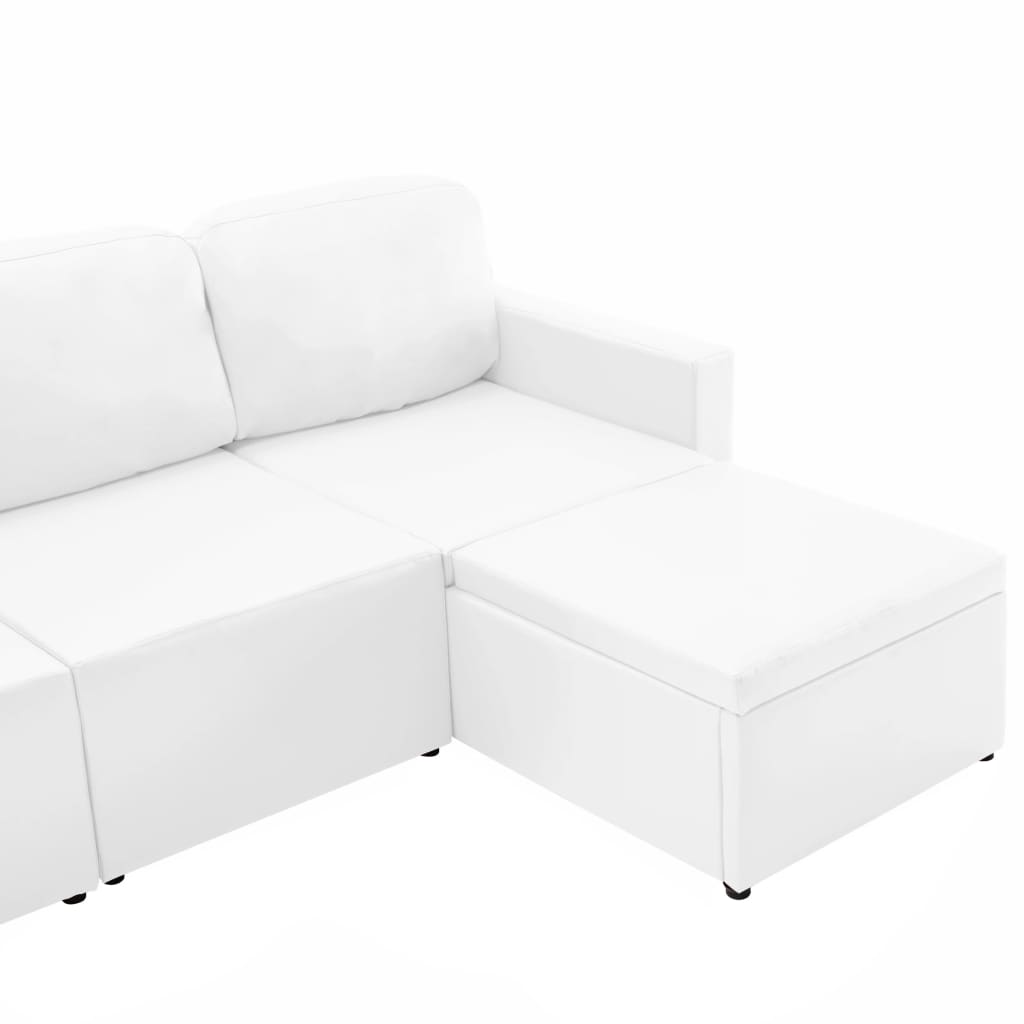 vidaXL 3-Sitzer Schlafsofa Modular Weiß Kunstleder