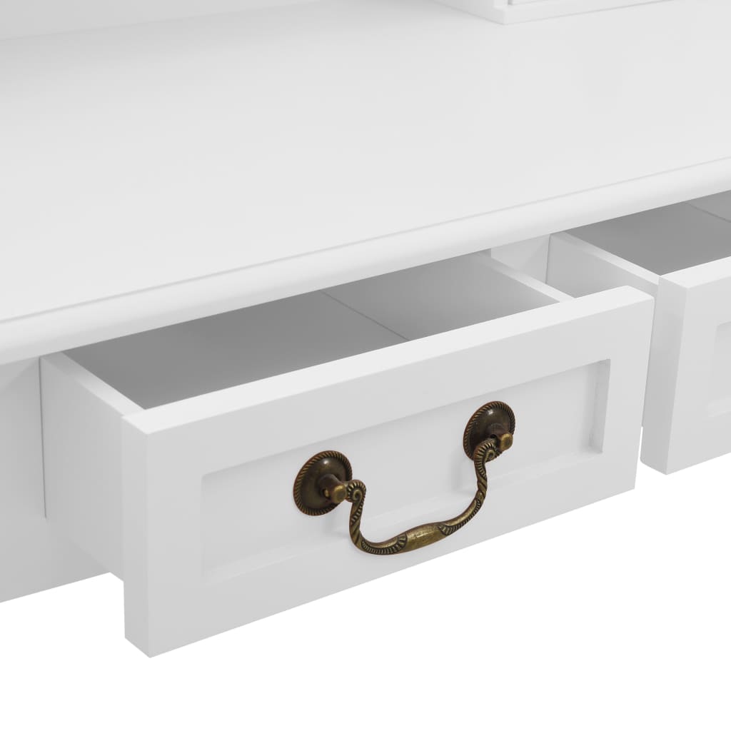 vidaXL Schminktisch-Set mit Hocker Weiß 80x69x141cm Paulowniaholz