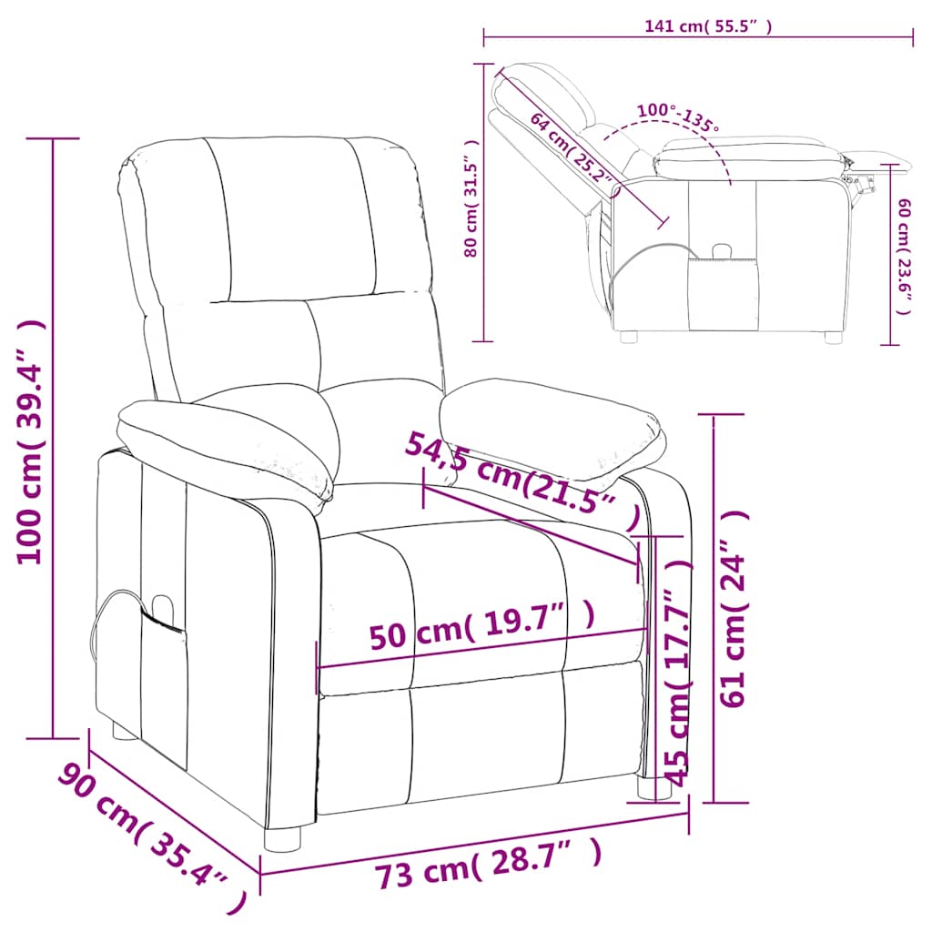 vidaXL Massagesessel Hellgrau Stoff