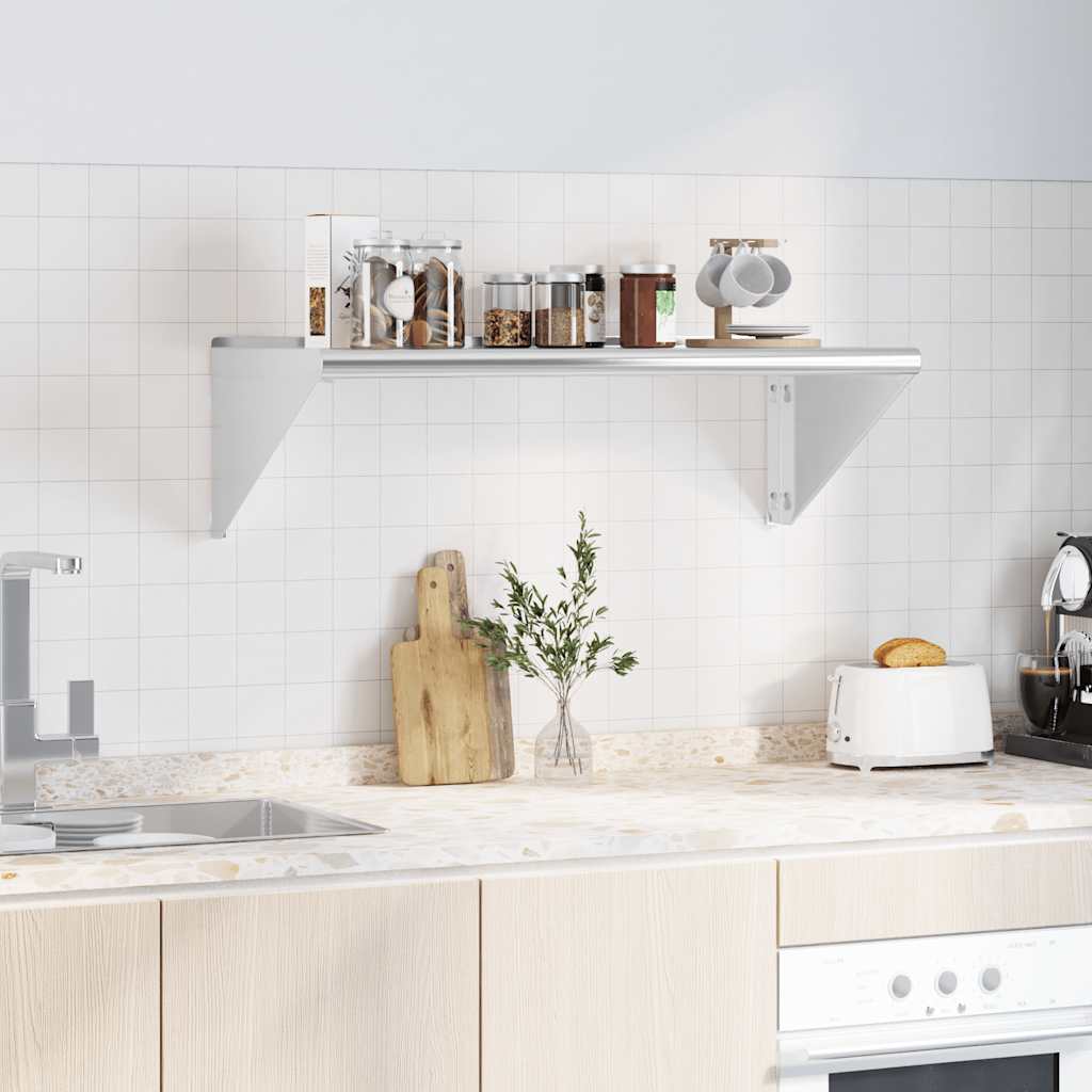 vidaXL Wandregal 100x45x31 cm Silbern Edelstahl