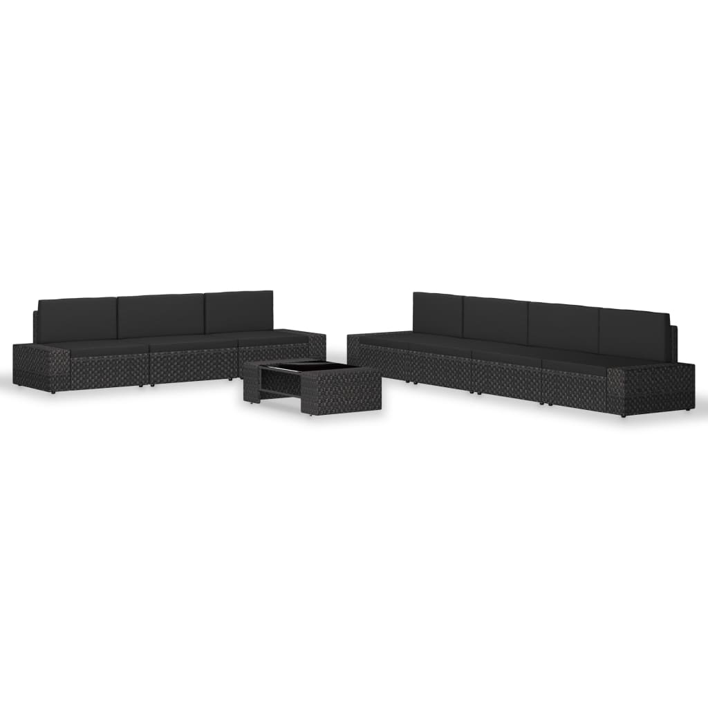 vidaXL 8-tlg. Garten-Lounge-Set Poly Rattan Schwarz