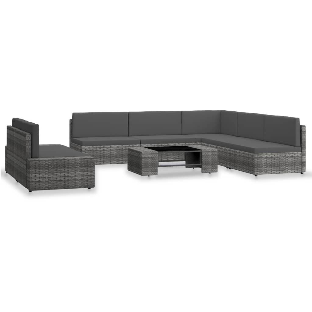 vidaXL 7-tlg. Garten-Lounge-Set Poly Rattan Schwarz