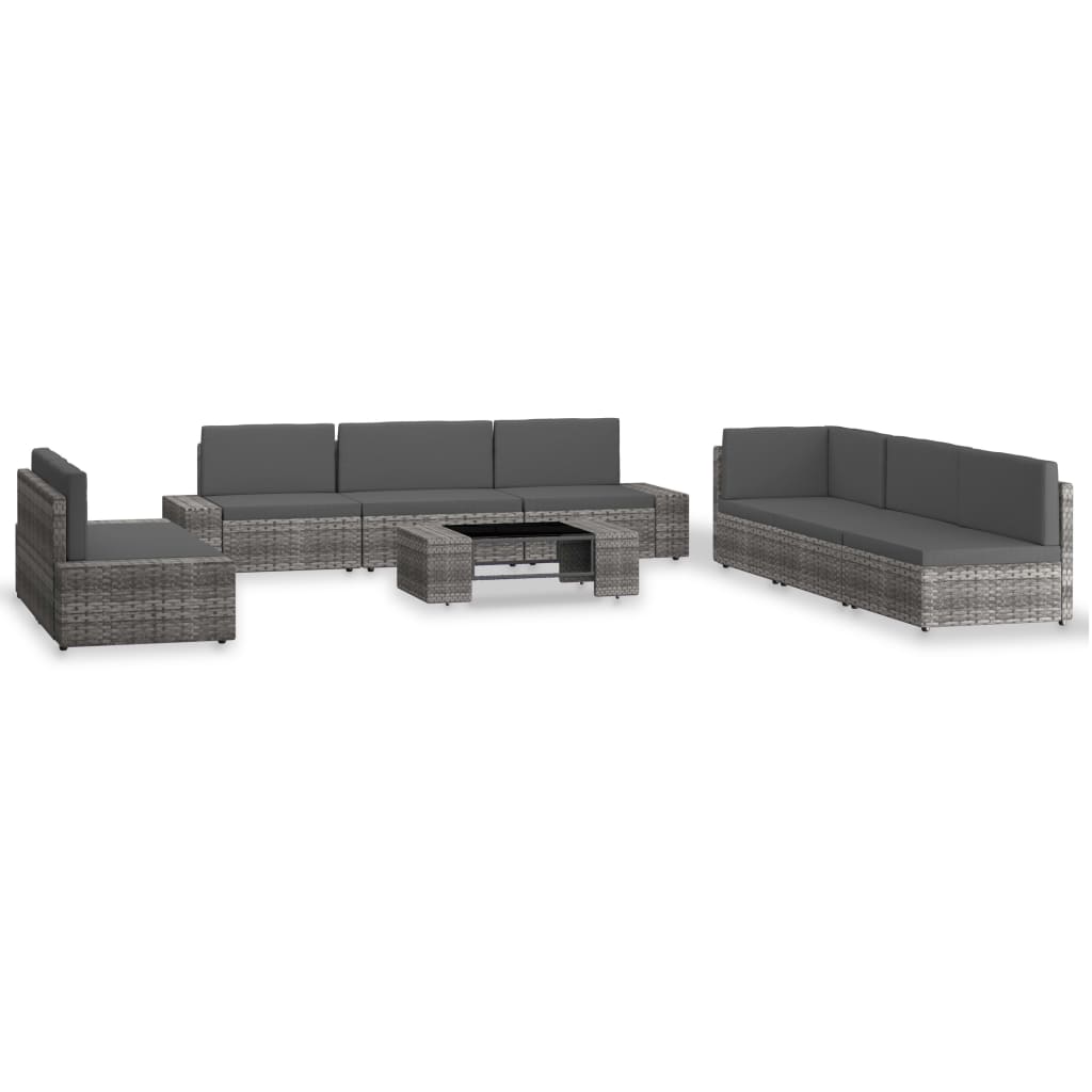 vidaXL 9-tlg. Garten-Lounge-Set Poly Rattan Schwarz