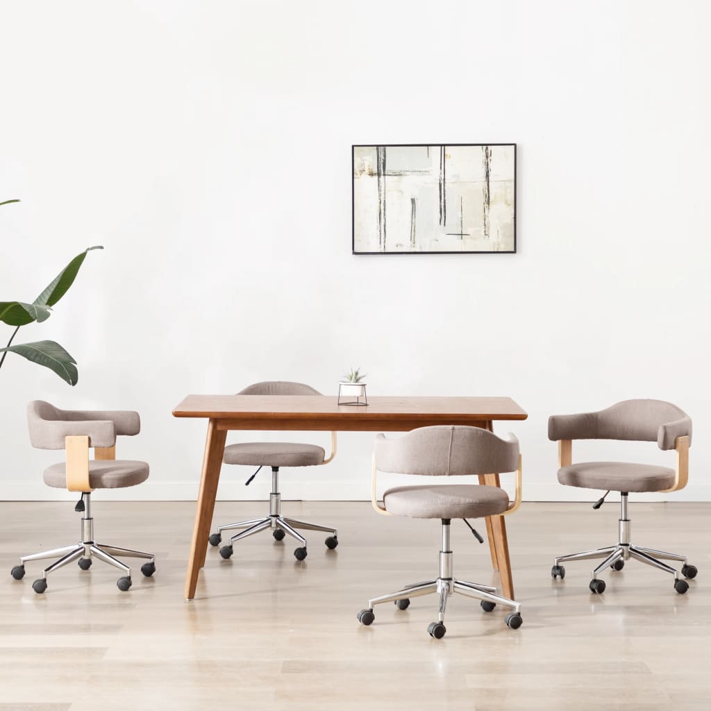 vidaXL Esszimmerstuhl Drehbar Schwarz Bugholz und Kunstleder