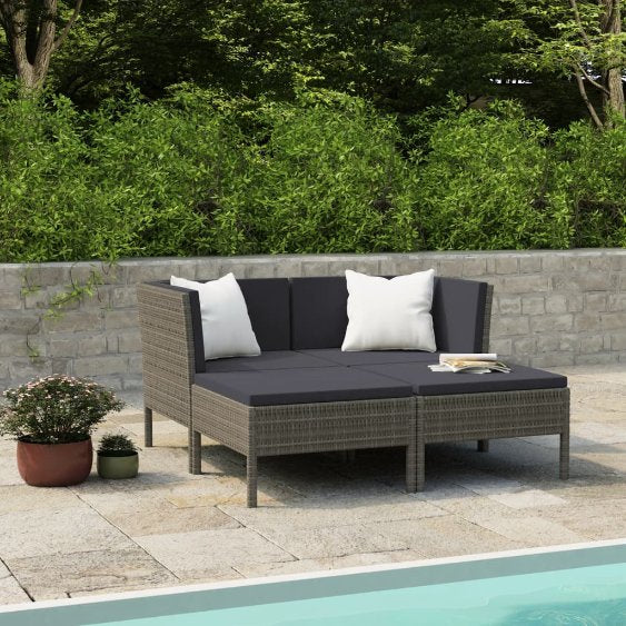 vidaXL 6-tlg. Garten-Lounge-Set mit Auflagen Poly Rattan Braun