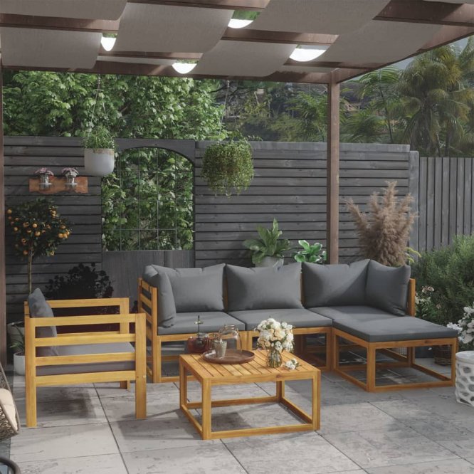 vidaXL 4-tlg. Garten-Lounge-Set mit Auflagen Massivholz Akazie