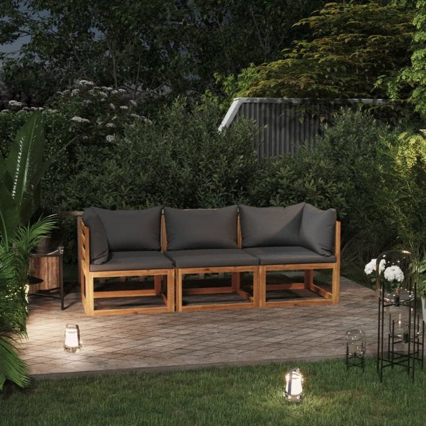 vidaXL 4-tlg. Garten-Lounge-Set mit Auflagen Massivholz Akazie