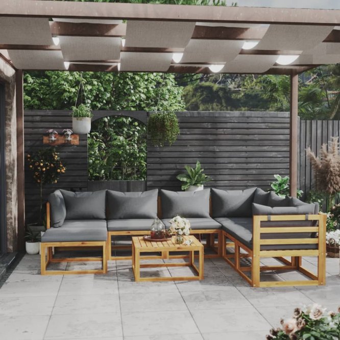 vidaXL 4-tlg. Garten-Lounge-Set mit Auflagen Massivholz Akazie