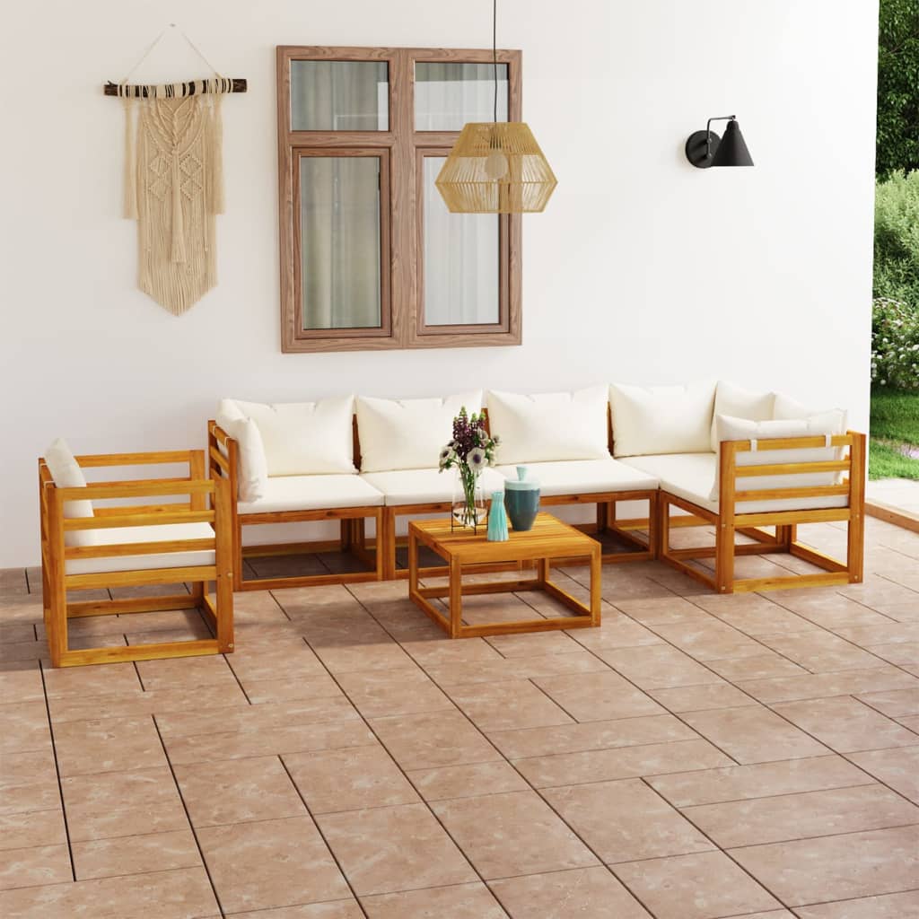 vidaXL 4-tlg. Garten-Lounge-Set mit Auflagen Massivholz Akazie