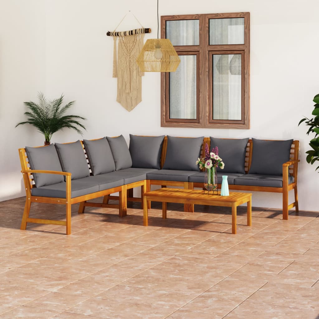 vidaXL 4-tlg. Garten-Lounge-Set mit Auflagen Creme Massivholz Akazie