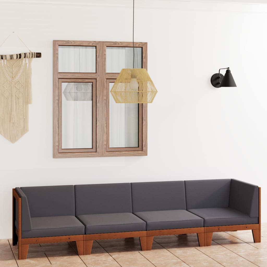 vidaXL 7-tlg. Garten-Lounge-Set mit Kissen Massivholz Akazie