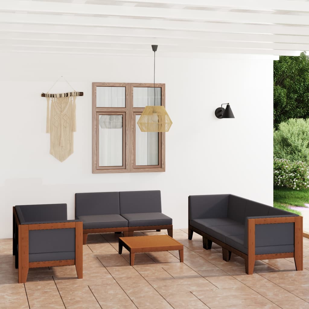 vidaXL 7-tlg. Garten-Lounge-Set mit Kissen Massivholz Akazie