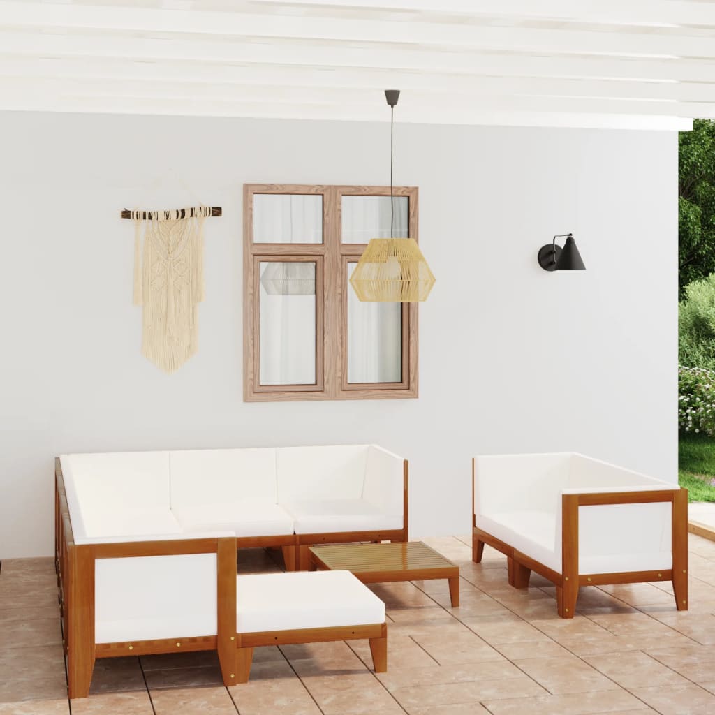 vidaXL 7-tlg. Garten-Lounge-Set mit Kissen Massivholz Akazie